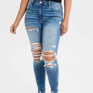 NWOT American Eagle AE Next Level Stretch Hi Rise Jegging 14 Long Light Wash